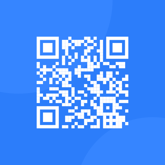 blue background with white qr code