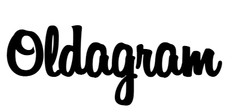 Caligraphy of the word Oldagram black on white.